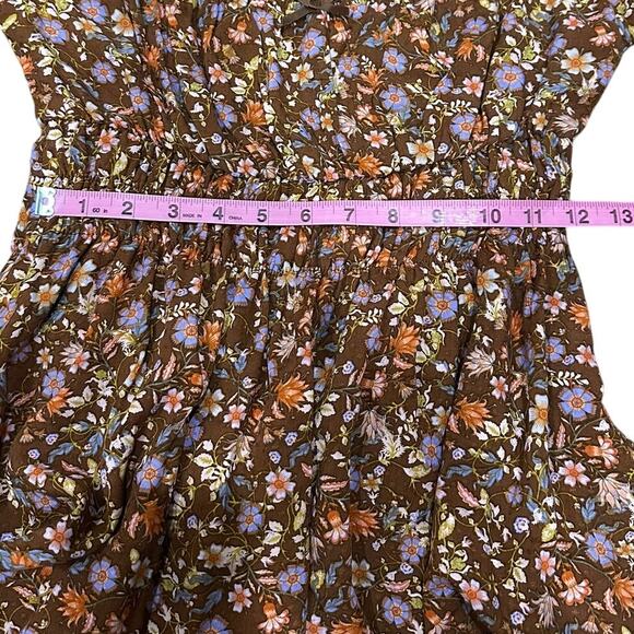 NWT Oak & Trellis Brown Floral Mini Dress Women’s Small Long Sleeve Fall Holiday - Picture 7 of 8